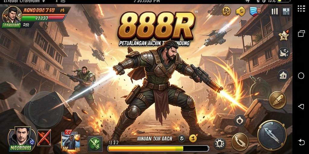 Tampilan mendebarkan dari gameplay 888R dengan aksi seru.