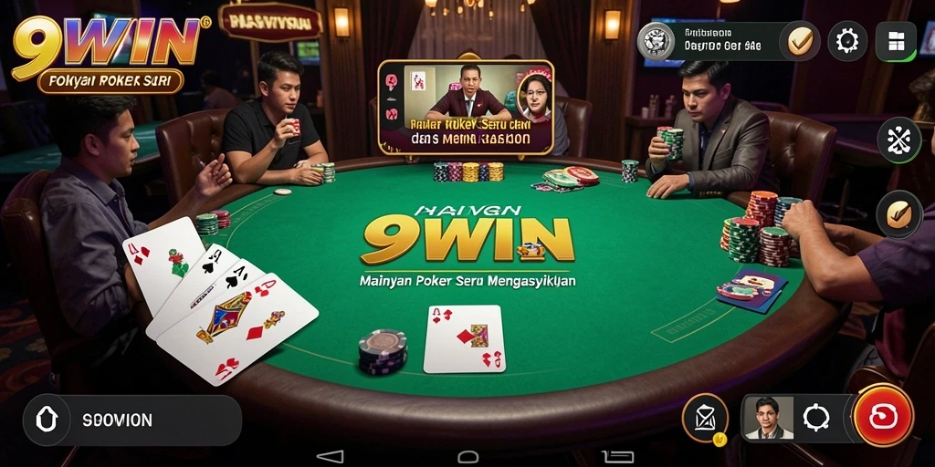 Screenshot dari gameplay seru di 9WIN yang menampilkan permainan poker.