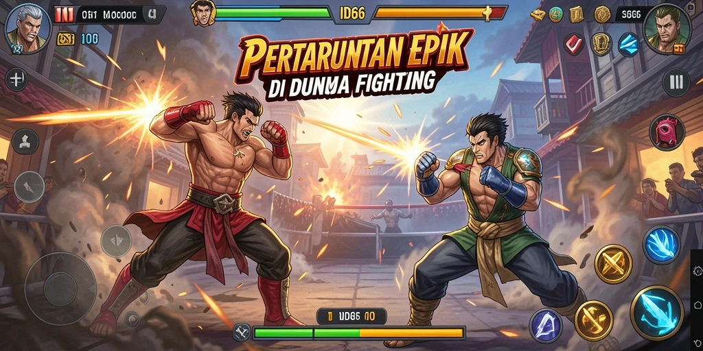 Tampilan dinamis pertarungan di ID66 dengan karakter beraksi.
