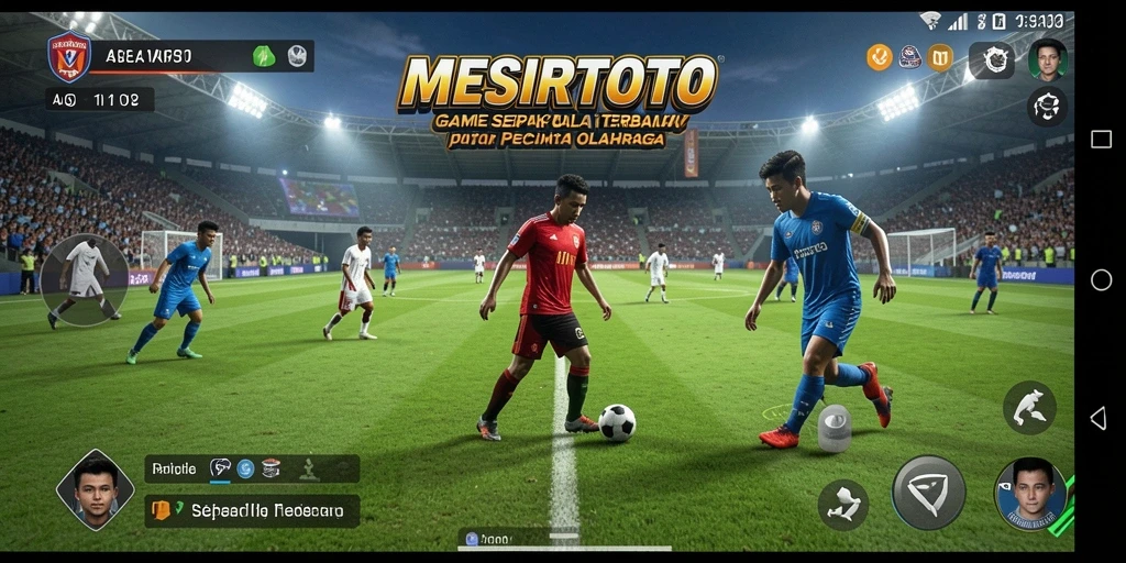 Tampilan gameplay <strong>MESIRTOTO</strong> yang mendebarkan dan penuh aksi sepak bola.