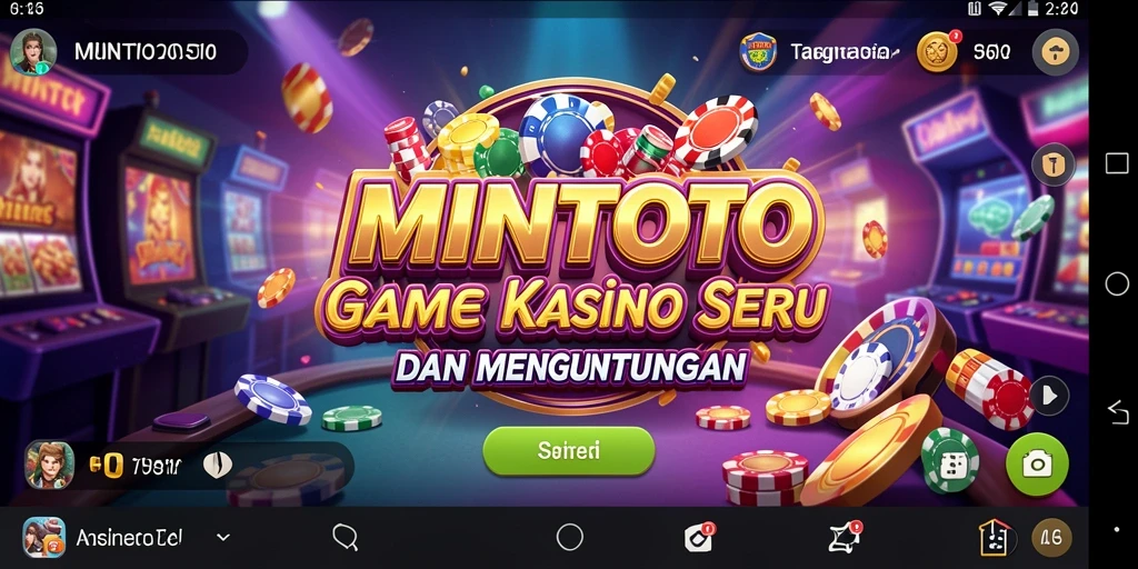 Screenshot utama MINTOTO menampilkan gameplay Kasino yang mendebarkan.