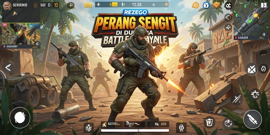 Tangkapan layar dari gameplay mendebarkan dalam REZEGO, menunjukkan aksi pertarungan Battle Royale.
