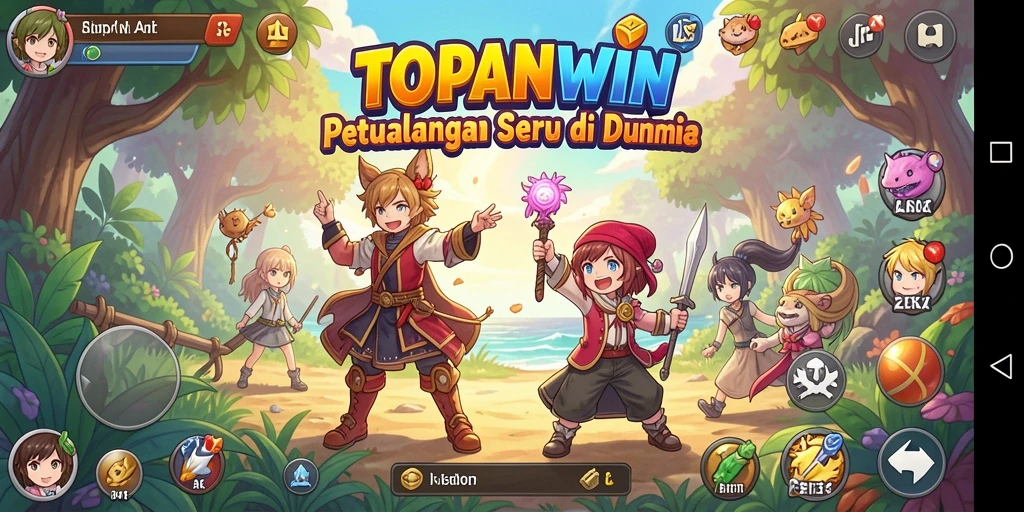 Tangkapan layar dari gameplay seru TOPANWIN dengan karakter anime.