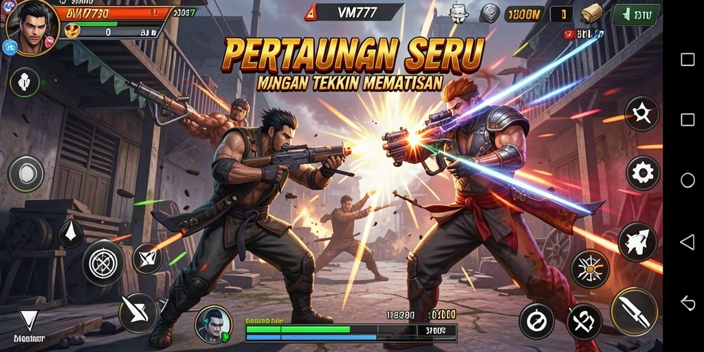 Tampilan dinamis pertandingan pertarungan dalam VM777 yang mengesankan.