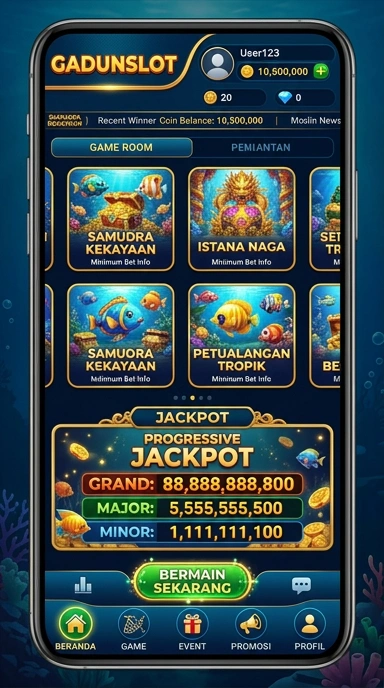 Tampilan antarmuka aplikasi gadunslot yang sederhana.